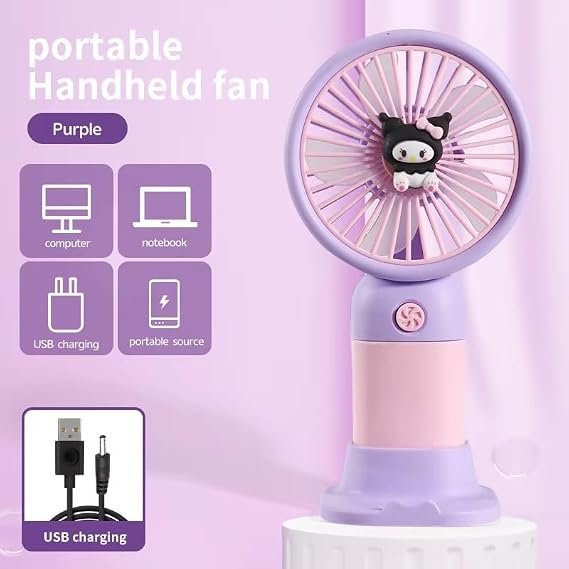 51c4z185oL._SX569_.jpg Kuromi Mini Handheld Fan. - Image 1