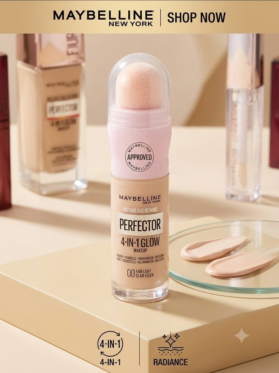 698dd743-2f4a-40c6-91d7-f632de706cc7.jpg Maybelline New York Instant Age Rewind Perfector 4-in-1 Glow Makeup - 00 Fair-Light - Image 1