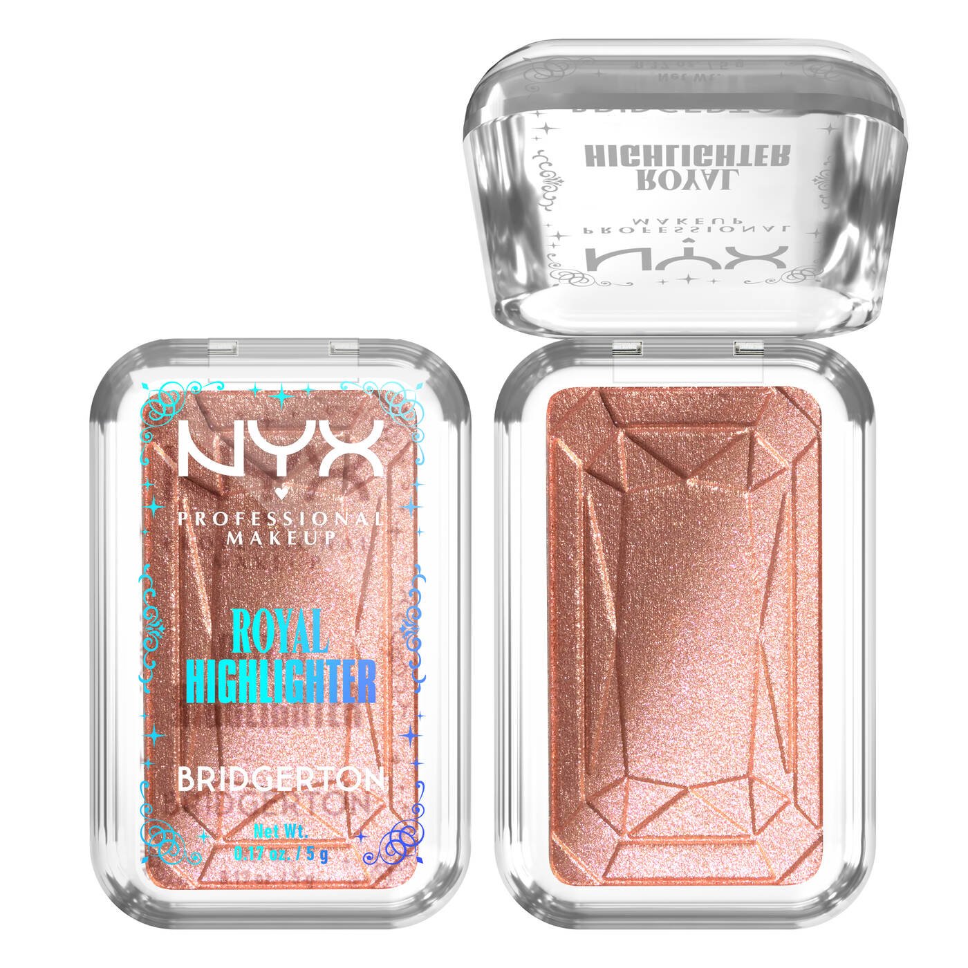 NYX-PMU-Makeup-Face-HIGHLIGHTER-BRIDGERTON-ROYAL-HIGHLIGHT-BRH01-IRIDESCENT-PEACH-0800897276676-OpenClosed-1.jpg nyx royal highlight iridscent peach - Image 1